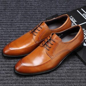 Mens Pointed-toe Leather Dress Shoes For Business Attire